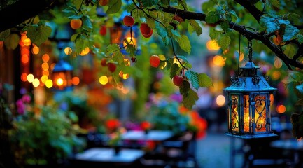 Evening Garden Lanterns and Lights.