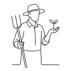 farmer with plant seeds