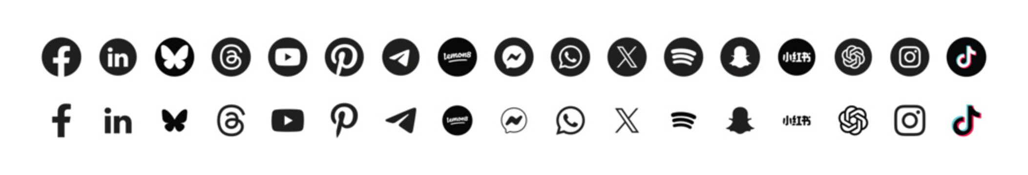 popular social media logos vector icon set of for editorial use	
