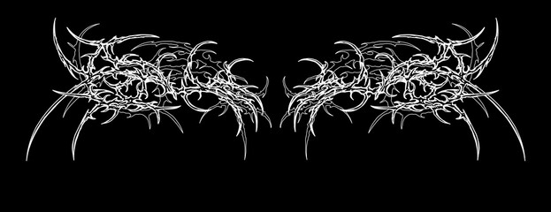 Symmetrical neo tribal cyber gothic abstract dark patterns vector design for tattoo, streetwear t-shirt print dark apparel 