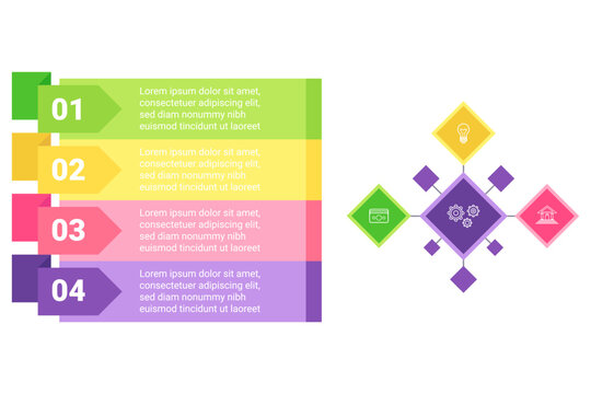 Infographic with colorful design with four clearly numbered sections. Each section highlighting important concepts with brief descriptions