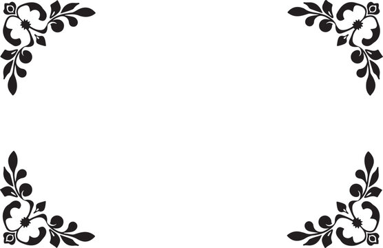 Black flower frame, silhouette, ornamental frame, ornament, border, decorative frame, decoration, label, vintage, retro, wedding invitation, cut file, Cricutvector, SVG, DXF, PNG, clipart, floral fram
