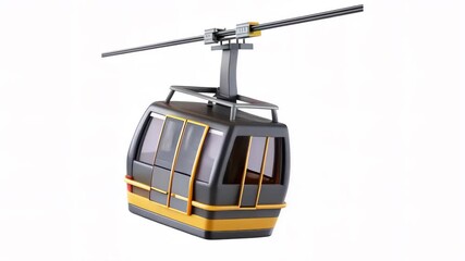 A modern cable car in a sleek design, suspended on a rail, showcasing a blend of functionality and style.
