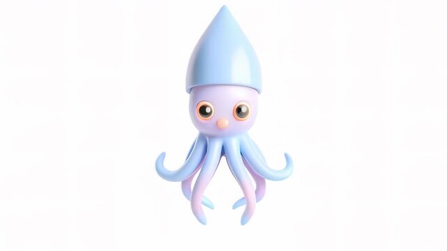 A cute animated squid character with big eyes and colorful tentacles.