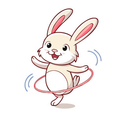 Rabbit jump animation set. Cartoon smiling bunny jump or running loop motion cycle . Vector illustration isolated on white background. See Less