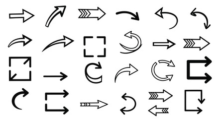 Vector illustration of collection of black arrow icons