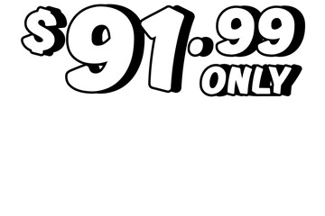 price tag $91.99 dollars sign symbol on transparent background. 3d white color Perfect for advertising, sale banners, product promotion, discount labels, and e-commerce graphics design elements.