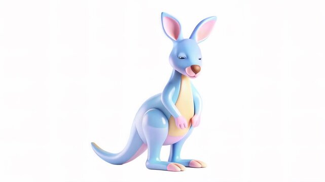 A cute cartoon kangaroo with a blue color scheme and cartoonish features, standing upright on a white background.