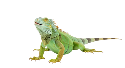 A Green Iguana Isolated on Transparent Background 