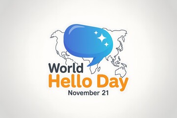World hello day november 21 greeting and communication concept