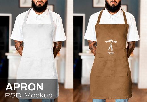 Apron Mockup With Barber Uniform
