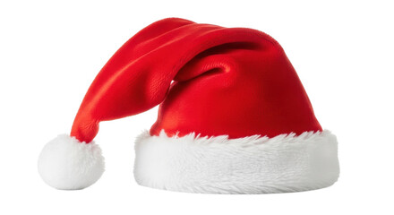 Iconic red Santa hat with fluffy white trim and pom-pom, perfect for festive holiday celebrations and seasonal promotions