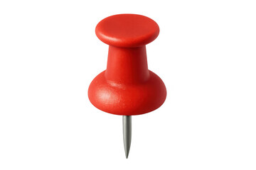 Red push pin creating a memo or reminder concept, office supply and stationery item on transparent background