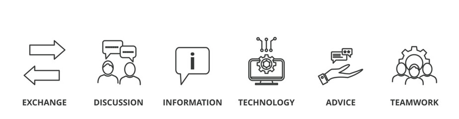 Banner of communication  vector illustration concept with icons of exchange, discussion, information, technology, advice, teamwork