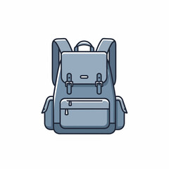 A detailed illustration of a light blue backpack with multiple compartments and straps, perfect for carrying items.