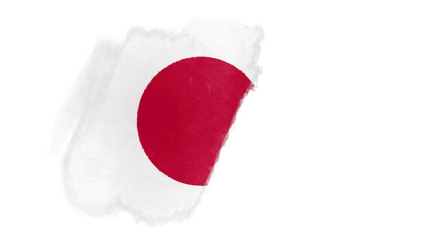 Japan Flag Painting Grunge Style Transparent Half