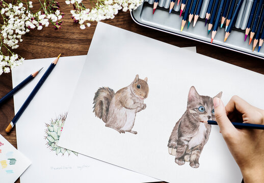 Artist Coloring Art Paper Mockup