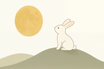 Mid-Autumn Festival bunny gazing at the moon offers a moment of peace and delightful holiday spirit