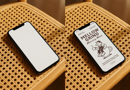 Cafe Menu Smartphone Screen Mockup