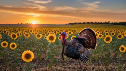Turkey Display in Golden Field