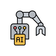 Futuristic AI Hand Vector Illustration – Robotic Hand, Digital Technology, Cybernetic Arm, Artificial Intelligence Gesture, Machine Learning Hand Icon, Neural Network Design, Holographic Palm