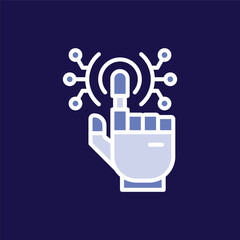 Futuristic AI Hand Vector Illustration – Robotic Hand, Digital Technology, Cybernetic Arm, Artificial Intelligence Gesture, Machine Learning Hand Icon, Neural Network Design, Holographic Palm
