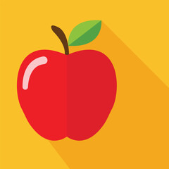 Red Apple Flat Design with Long Shadow