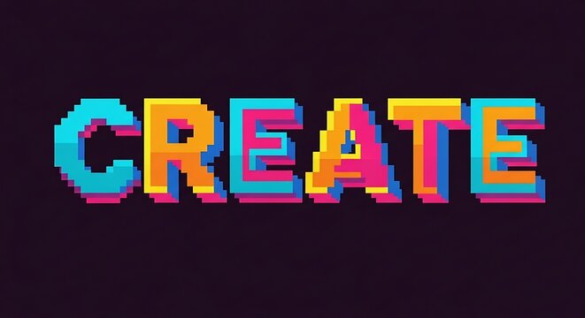 Inspiring pixel art CREATE text for vibrant design