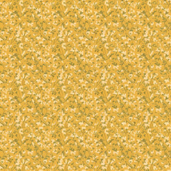 A repeating pattern of small, stylized floral elements in shades of yellow and white.