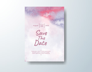Wedding invitation with abstract watercolor background