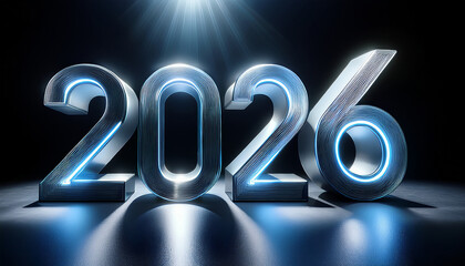 2026 year number silver background