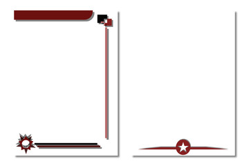 Modern red and black decorative page border templates.
