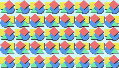 Colorful abstract geometric shapes in a repeating pattern design.