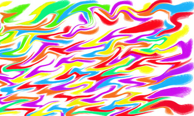 Obraz premium Vibrant Abstract Swirling Brushstroke Background: Dynamic Rainbow Paint Strokes on Textured White Canvas