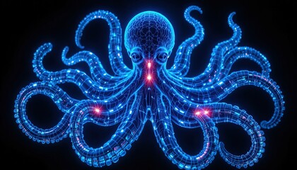 Futuristic Glowing Octopus With Intricate