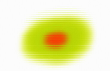 Vivid Neon Green and Orange Gradient Sphere with Digital Scan Lines and Noise on White Background