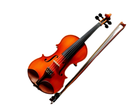 Top-Down View of Violin on White Surface, Minimal Artistic Composition, Transparent PNG