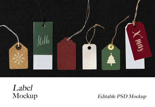 Colorful Christmas Labels And Tags Mockups