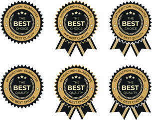 Best quality, best choice badge, best quality black and golden badge. Best choice ribbon. 