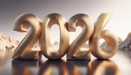 year number 2026 white desert background