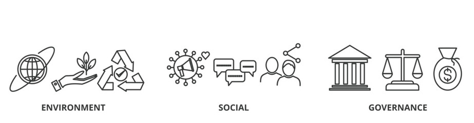 ESG banner vector illustration icon for Environmental Social Governance of corporate sustainability performance for investment screening