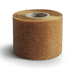Isolated Brown Cohesive Bandage Roll on White Background