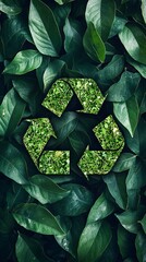 Eco-Friendly Recycling Symbol Integrated with Nature and Greenery