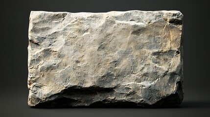 Rough Textured Beige Stone Block Isolated on Dark Background