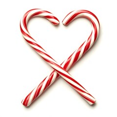 Two Red and White Candy Canes Crossed to Form Heart Shape