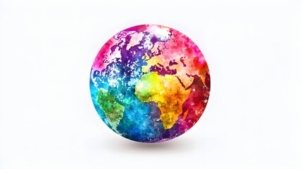 Vibrant Watercolor Globe Illustration with Earth and Continents
