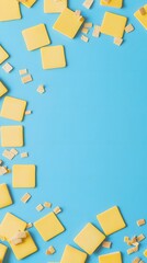Yellow Shapes on Blue Background with Creative Layout and Space