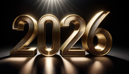 2026 year number metallic background