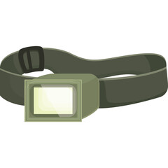 Green Headlamp with Adjustable Strap and White Light Element on Transparent Background