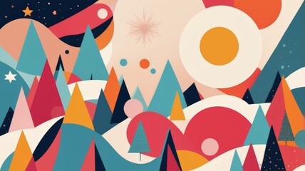 Obraz premium Colorful Abstract Geometric Christmas Seamless Pattern Modern Festive Holiday Winter Background_10